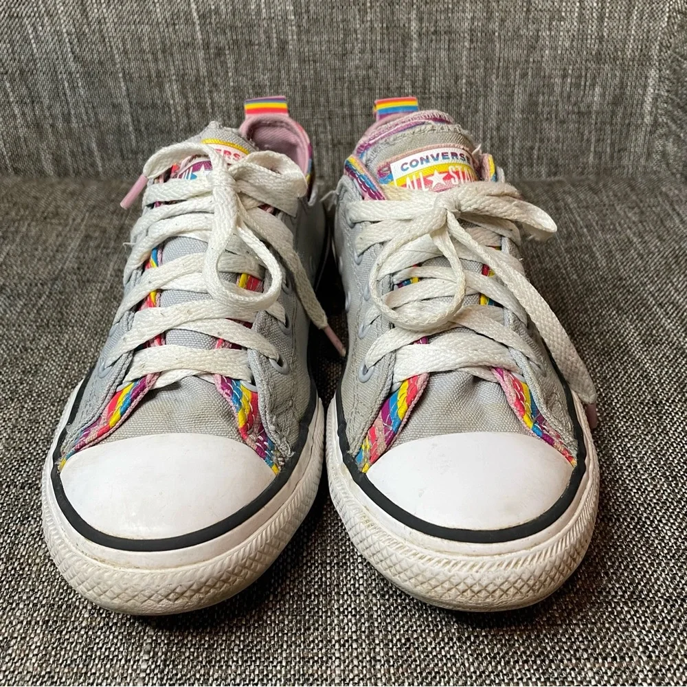 Converse All Star CTAS 669818F Wolf Gray Rainbow‎ Stripe Sneaker Youth Size 3
